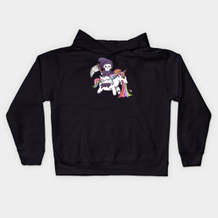 Rainbow's End - The Grim Reaper Rides a Dead Inside Unicorn Kids Hoodie